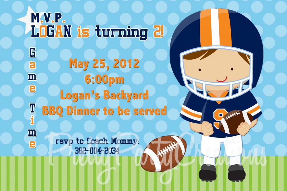 FOOTBALL invitation - U PRINT - photo or no photo - choose your little football player and colours